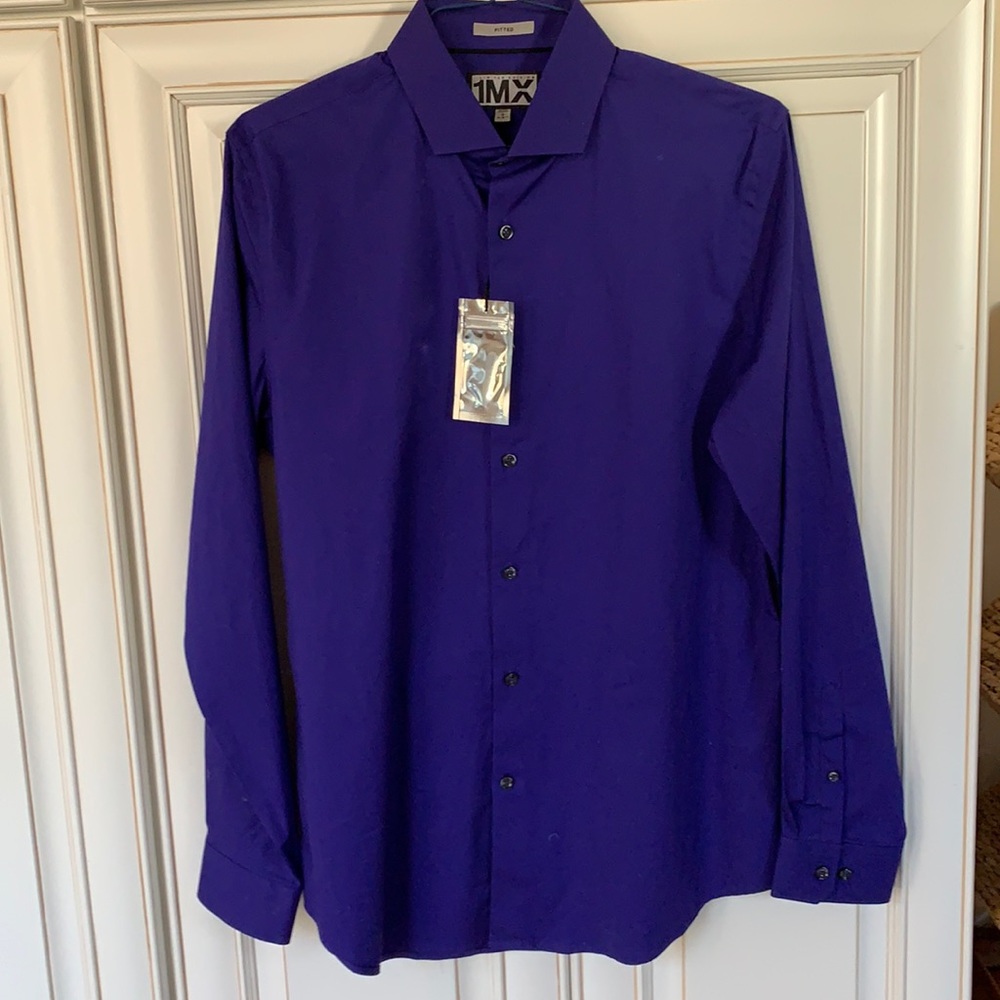 Men’s Express purple fitted dress shirt